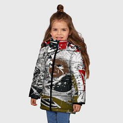 Куртка зимняя для девочки Абстракция мазки цветной краски графика, цвет: 3D-черный — фото 2