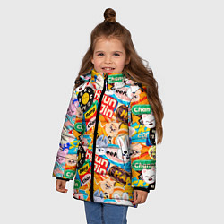 Куртка зимняя для девочки Skzoo stickers characters, цвет: 3D-черный — фото 2