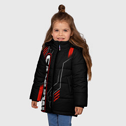 Куртка зимняя для девочки Samurai - Красный техно - Киберпанк, цвет: 3D-красный — фото 2