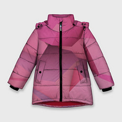 Куртка зимняя для девочки Розовые геометрические фигуры, цвет: 3D-красный