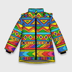 Куртка зимняя для девочки Красивый цветной орнамент, цвет: 3D-светло-серый