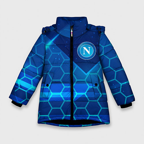 Зимняя куртка для девочки Napoli Соты абстракция / 3D-Черный – фото 1