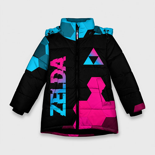 Зимняя куртка для девочки Zelda - neon gradient: надпись, символ / 3D-Черный – фото 1