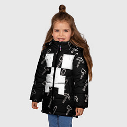 Куртка зимняя для девочки Майкрафт паттерн - Криппер, цвет: 3D-красный — фото 2