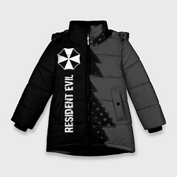 Куртка зимняя для девочки Resident Evil glitch на темном фоне: по-вертикали, цвет: 3D-черный