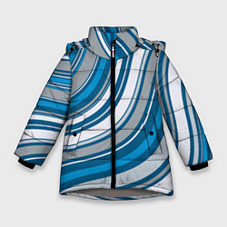 Куртка зимняя для девочки Волнистые полосы - текстура, цвет: 3D-светло-серый