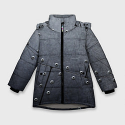 Куртка зимняя для девочки Стальные пластины, цвет: 3D-светло-серый