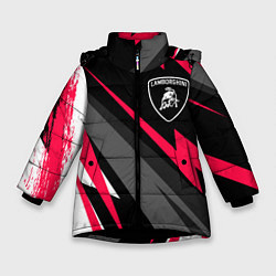 Куртка зимняя для девочки Lamborghini fast lines, цвет: 3D-черный