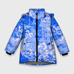 Куртка зимняя для девочки Растительный орнамент - паттерн, цвет: 3D-светло-серый
