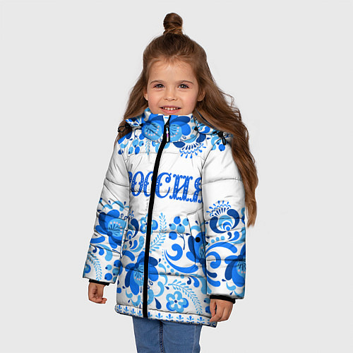 Зимняя куртка для девочки РОССИЯ голубой узор / 3D-Красный – фото 3