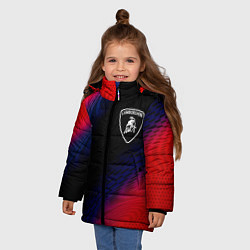 Куртка зимняя для девочки Lamborghini красный карбон, цвет: 3D-черный — фото 2