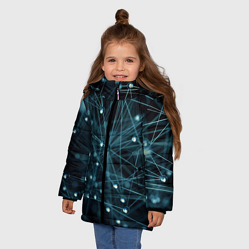 Зимняя куртка для девочки Молекулы / 3D-Светло-серый – фото 3