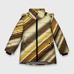 Куртка зимняя для девочки Золотая голографическая диагональ, цвет: 3D-светло-серый