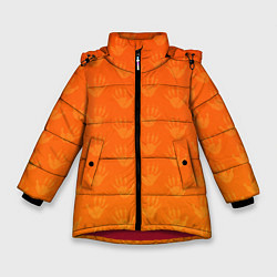 Куртка зимняя для девочки Лапки опоссума оранжевые, цвет: 3D-красный