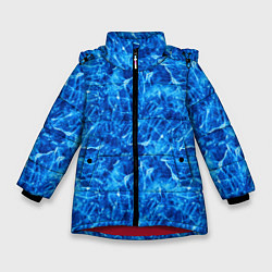 Куртка зимняя для девочки Синий лёд - текстура, цвет: 3D-красный
