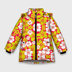 Куртка зимняя для девочки Hawaiian kaleidoscope, цвет: 3D-светло-серый