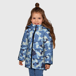 Куртка зимняя для девочки Камуфляж ВМФ цифра крупный, цвет: 3D-черный — фото 2