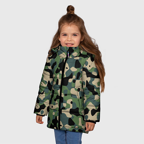 Зимняя куртка для девочки Камуфляж WW2 US Summer Verdant / 3D-Светло-серый – фото 3