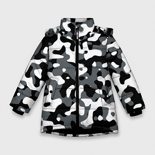 Зимняя куртка для девочки Камуфляж Concrete Jungle / 3D-Черный – фото 1