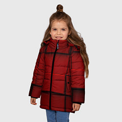 Куртка зимняя для девочки Абстрактная красные кубики-стена, цвет: 3D-красный — фото 2