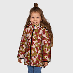 Куртка зимняя для девочки Камуфляж German Desert, цвет: 3D-красный — фото 2