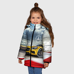 Куртка зимняя для девочки Mercedes AMG V8 Biturbo на трассе, цвет: 3D-светло-серый — фото 2