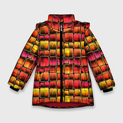 Куртка зимняя для девочки Неоновый геометрический узор, цвет: 3D-красный