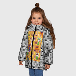 Куртка зимняя для девочки Котики в прямоугольнике, цвет: 3D-светло-серый — фото 2