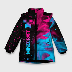 Куртка зимняя для девочки Minecraft - neon gradient: по-вертикали, цвет: 3D-черный