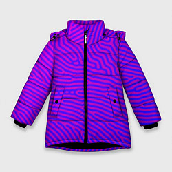 Куртка зимняя для девочки Фиолетовые линии, цвет: 3D-черный