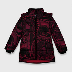 Куртка зимняя для девочки Спарта - с мечем и щитом, цвет: 3D-красный