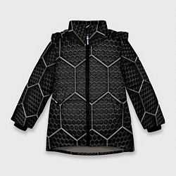 Куртка зимняя для девочки Стальные соты, цвет: 3D-светло-серый