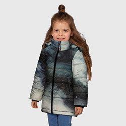 Куртка зимняя для девочки Туман и тьма в абстракции, цвет: 3D-светло-серый — фото 2