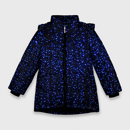 Зимняя куртка для девочки Праздничные неоновые огоньки / 3D-Черный – фото 1