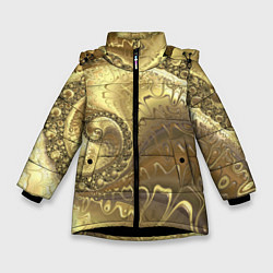 Куртка зимняя для девочки Золотая абстракция, цвет: 3D-черный