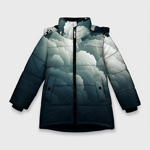 Зимняя куртка для девочки Темные тучи - иллюстрация / 3D-Черный – фото 1