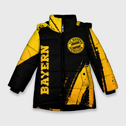 Куртка зимняя для девочки Bayern - gold gradient: надпись, символ, цвет: 3D-черный