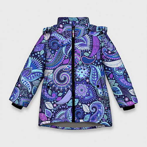 Зимняя куртка для девочки Flower patterns / 3D-Светло-серый – фото 1