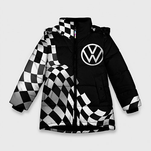 Зимняя куртка для девочки Volkswagen racing flag / 3D-Черный – фото 1