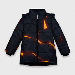 Куртка зимняя для девочки Неоновые плиты в разломе, цвет: 3D-черный