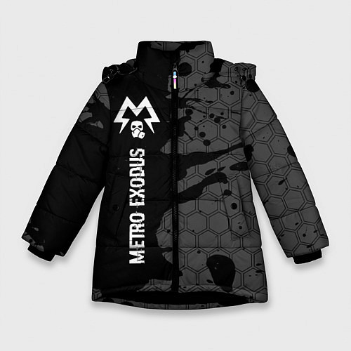 Зимняя куртка для девочки Metro Exodus glitch на темном фоне: по-вертикали / 3D-Черный – фото 1