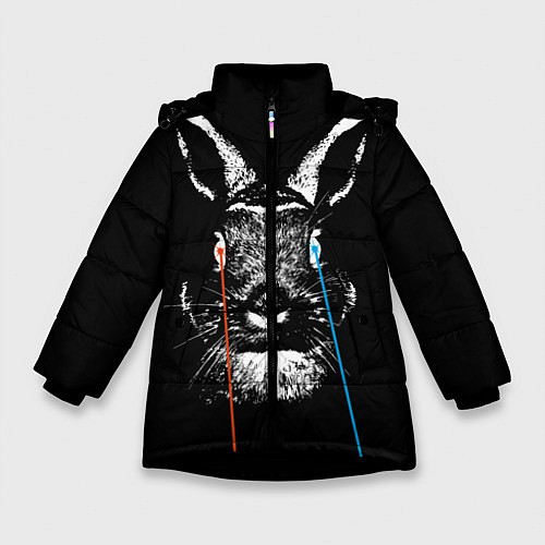 Зимняя куртка для девочки Черный кролик стреляет лазерами из глаз / 3D-Черный – фото 1