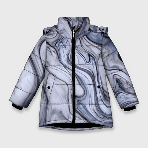 Зимняя куртка для девочки Чёрная акварель / 3D-Черный – фото 1