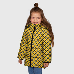 Куртка зимняя для девочки Черно-желтый клетчатый узор, цвет: 3D-красный — фото 2