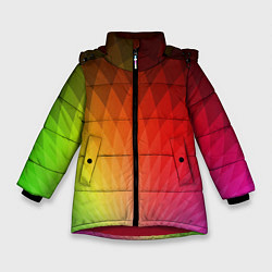 Куртка зимняя для девочки Радужные ромбы, цвет: 3D-красный