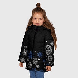 Куртка зимняя для девочки Снежинки - Новогодние, цвет: 3D-черный — фото 2