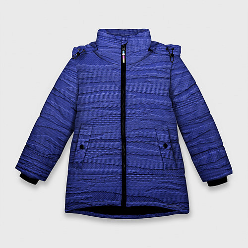 Зимняя куртка для девочки Текстура машинной вязки шерстью / 3D-Черный – фото 1
