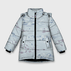 Куртка зимняя для девочки Полёт птиц ласточек, цвет: 3D-черный