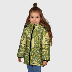 Куртка зимняя для девочки Винтажные ветви оливок, цвет: 3D-черный — фото 2
