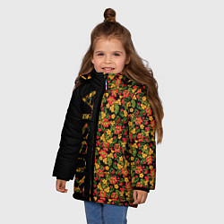Куртка зимняя для девочки Хохлома-символ России, цвет: 3D-светло-серый — фото 2
